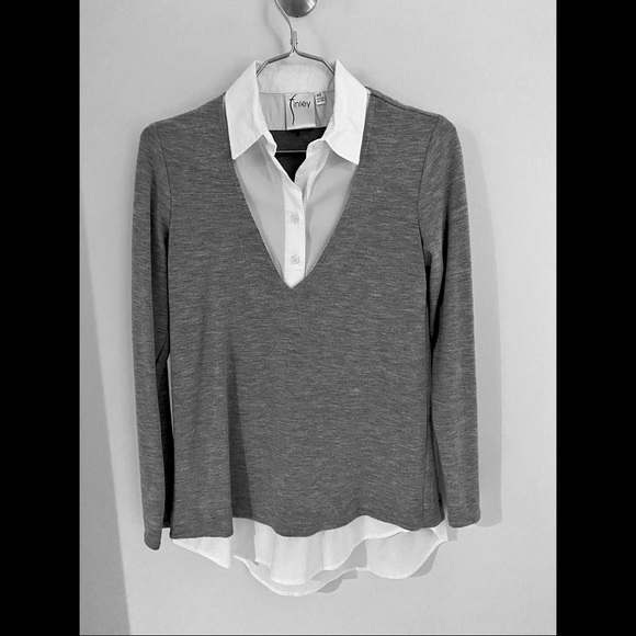 Tinley Grey Pullover Sweatshirt w/ Built-In Blouse - Picture 1 of 2